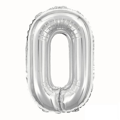 Balão Foil Metalizado Número 0 Prata 16 Polegadas NÃO FLUTUA