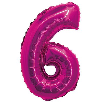 Balão Foil Metalizado Número 6 Pink 16 Polegadas NÃO FLUTUA