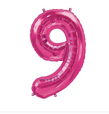 Balão Foil Metalizado Número 9 Pink 32 Polegadas NÃO FLUTUA