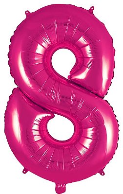 Balão Foil Metalizado Número 8 Pink 32 Polegadas NÃO FLUTUA