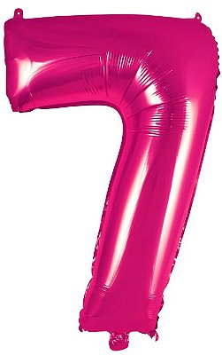 Balão Foil Metalizado Número 7 Pink 32 Polegadas NÃO FLUTUA