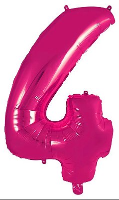 Balão Foil Metalizado Número 4 Pink 32 Polegadas NÃO FLUTUA