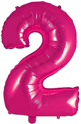 Balão Foil Metalizado Número 2 Pink 32 Polegadas NÃO FLUTUA