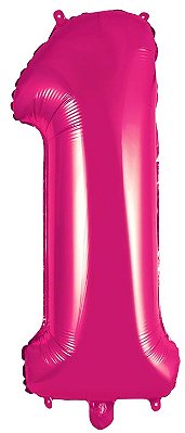 Balão Foil Metalizado Número 1 Pink 32 Polegadas NÃO FLUTUA