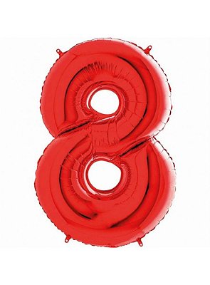 Balão Foil Metalizado Número 8 Vermelho 32 Polegadas NÃO FLUTUA