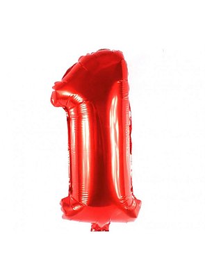 Balão Foil Metalizado Número 1 Vermelho 32 Polegadas NÃO FLUTUA
