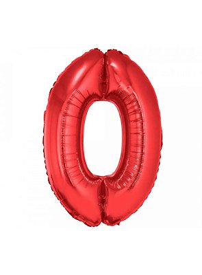 Balão Foil Metalizado Número 0 Vermelho 32 Polegadas NÃO FLUTUA