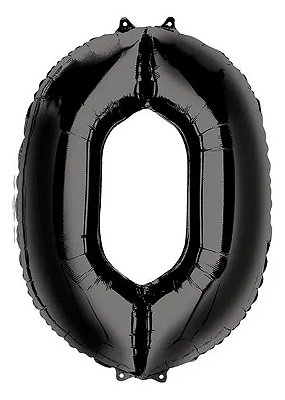 Balão Foil Metalizado Número 0 Preto 32 Polegadas NÃO FLUTUA