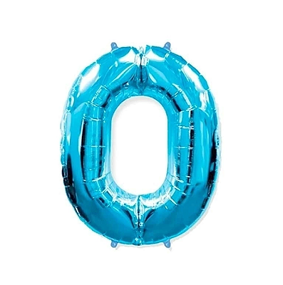Balão Foil Metalizado Número 0 Azul Claro 32 Polegadas NÃO FLUTUA