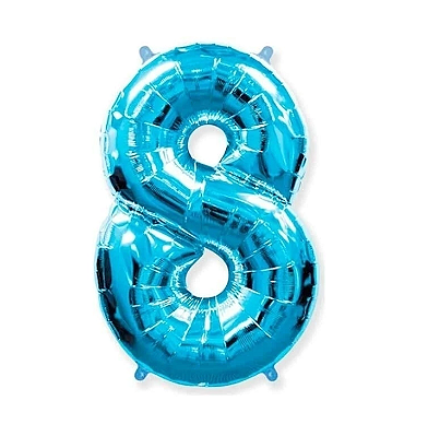 Balão Foil Metalizado Número 8 Azul Claro 32 Polegadas NÃO FLUTUA