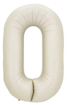 Balão Foil Metalizado Número 0 Creme Nude 32 Polegadas NÃO FLUTUA