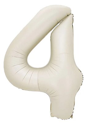 Balão Foil Metalizado Número 4 Creme Nude 32 Polegadas NÃO FLUTUA