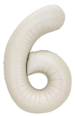 Balão Foil Metalizado Número 6 Creme Nude 32 Polegadas NÃO FLUTUA