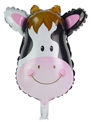 Balão Metalizado Cabeça Vaca 27x45cm NÃO FLUTUA com 1 Unidade