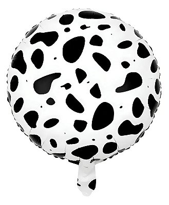 Balão Metalizado Redondo Vaca Malhada 45cm com 1 Unidade
