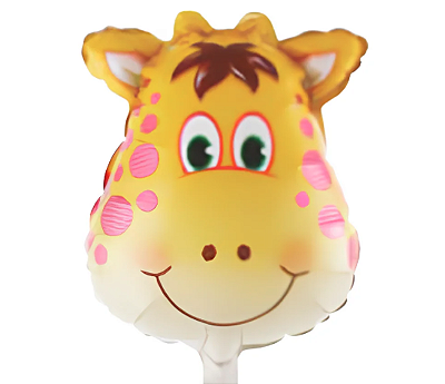 Balão Metalizado Cabeça Girafa 27x45cm NÃO FLUTUA com 1 Unidade