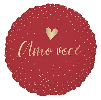 Balão Metalizado Redondo Amo Você 18 Polegadas