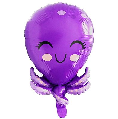 Balão Metalizado Polvo Roxo 40x61cm com 1 Unidade - NÃO FLUTUA