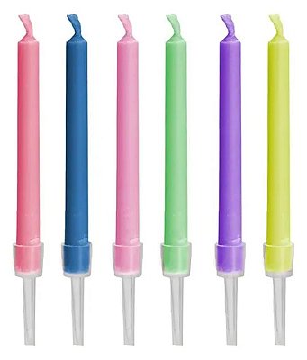Vela Palito Chama Colorida 8cm com 6 Un - Silver