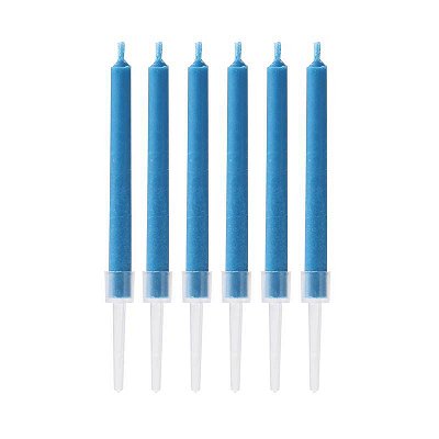 Vela Palito Chama Colorida Azul 8cm com 6 Un - Silver