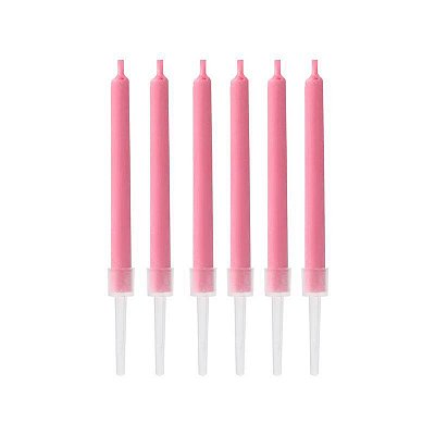 Vela Palito Chama Colorida Rosa 8cm com 6 Un - Silver