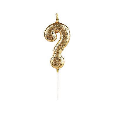 Vela de Aniversário Glitter Dourado Pequena Interrogação - Silver