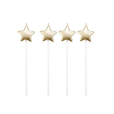 Velas de Aniversário Estrelas Douradas com 4 Unidades - Silver