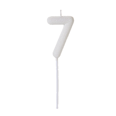 Vela de Aniversário Número 7 Glitter Branco no Palito - Silver