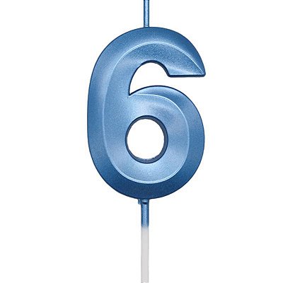 Vela de Aniversário Mini Design Número 6 Azul Metalizado - Silver