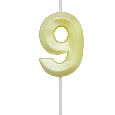 Vela de Aniversário Mini Design Número 9 Amarelo Candy Metalizado - Silver