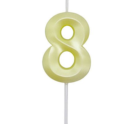 Vela de Aniversário Mini Design Número 8 Amarelo Candy Metalizado - Silver