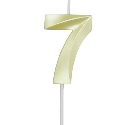 Vela de Aniversário Mini Design Número 7 Amarelo Candy Metalizado - Silver
