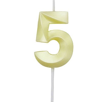 Vela de Aniversário Mini Design Número 5 Amarelo Candy Metalizado - Silver