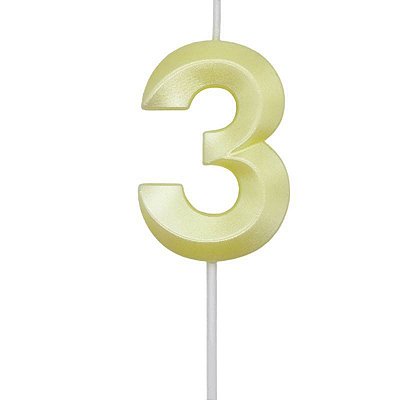 Vela de Aniversário Mini Design Número 3 Amarelo Candy Metalizado - Silver