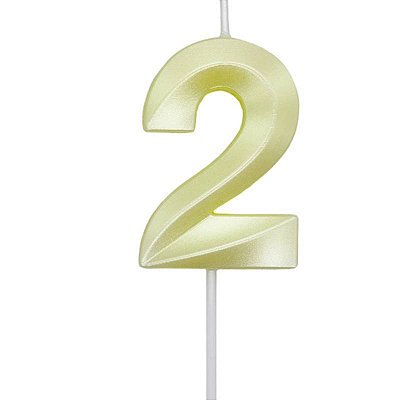 Vela de Aniversário Mini Design Número 2 Amarelo Candy Metalizado - Silver