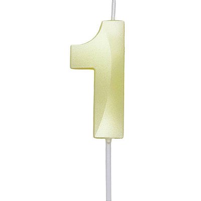 Vela de Aniversário Mini Design Número 1 Amarelo Candy Metalizado - Silver