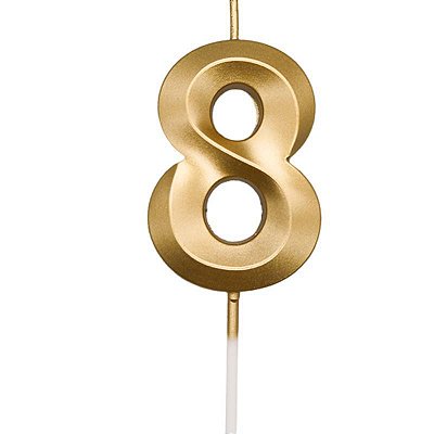 Vela de Aniversário Mini Design Número 8 Dourado Metalizado - Silver