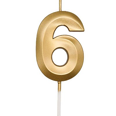 Vela de Aniversário Mini Design Número 6 Dourado Metalizado - Silver