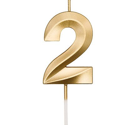 Vela de Aniversário Mini Design Número 2 Dourado Metalizado - Silver