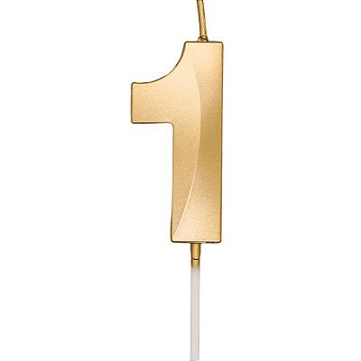 Vela de Aniversário Mini Design Número 1 Dourado Metalizado - Silver