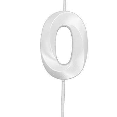 Vela de Aniversário Mini Design Número 0 Branco Perola Metalizado - Silver