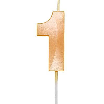 Vela de Aniversário Mini Design Número 1 Laranja Candy Metalizado - Silver