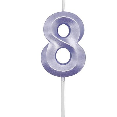 Vela de Aniversário Mini Design Número 8 Lilás Candy Metalizado - Silver