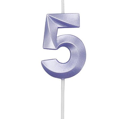 Vela de Aniversário Mini Design Número 5 Lilás Candy Metalizado - Silver
