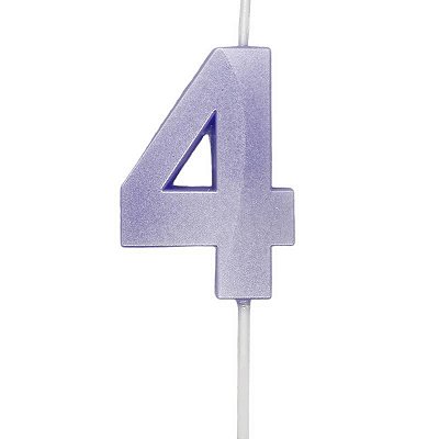 Vela de Aniversário Mini Design Número 4 Lilás Candy Metalizado - Silver