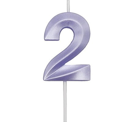 Vela de Aniversário Mini Design Número 2 Lilás Candy Metalizado - Silver