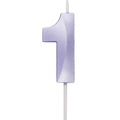 Vela de Aniversário Mini Design Número 1 Lilás Candy Metalizado - Silver