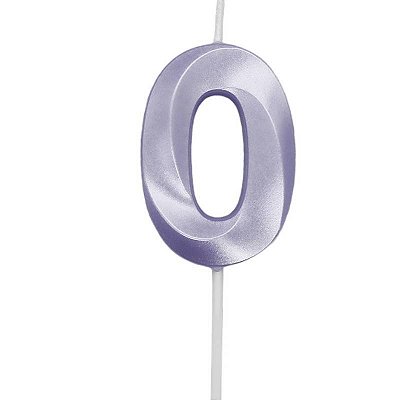 Vela de Aniversário Mini Design Número 0 Lilás Candy Metalizado - Silver