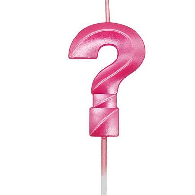 Vela de Aniversário Mini Design Interrogação Rosa Forte Metalizado - Silver