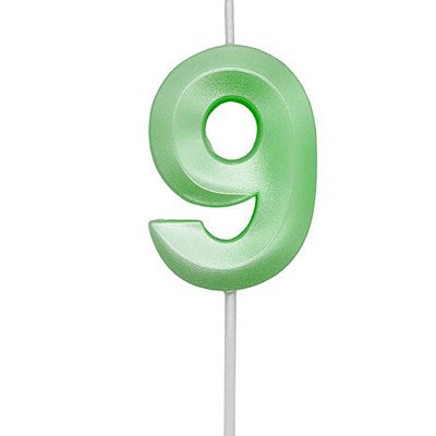 Vela de Aniversário Mini Design Número 9 Verde Candy Metalizado - Silver